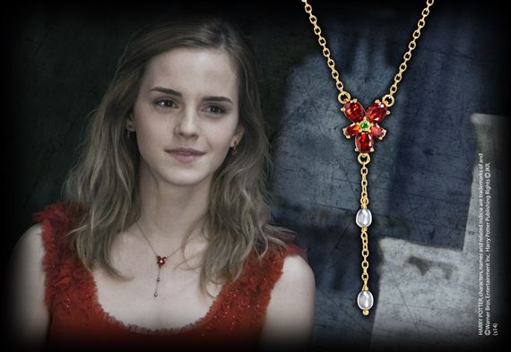 Hermione Red Crystal Necklace, Gold Plated